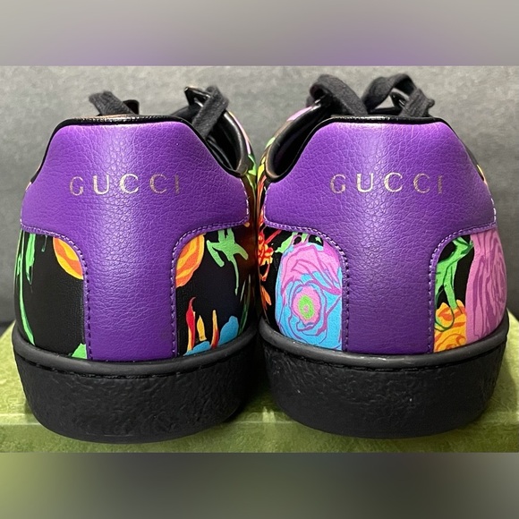 SOLD SOLD SOLD Gucci Ken Scott Ace Sneakers Infinity Jenni Black Floral Print - Picture 8 of 11